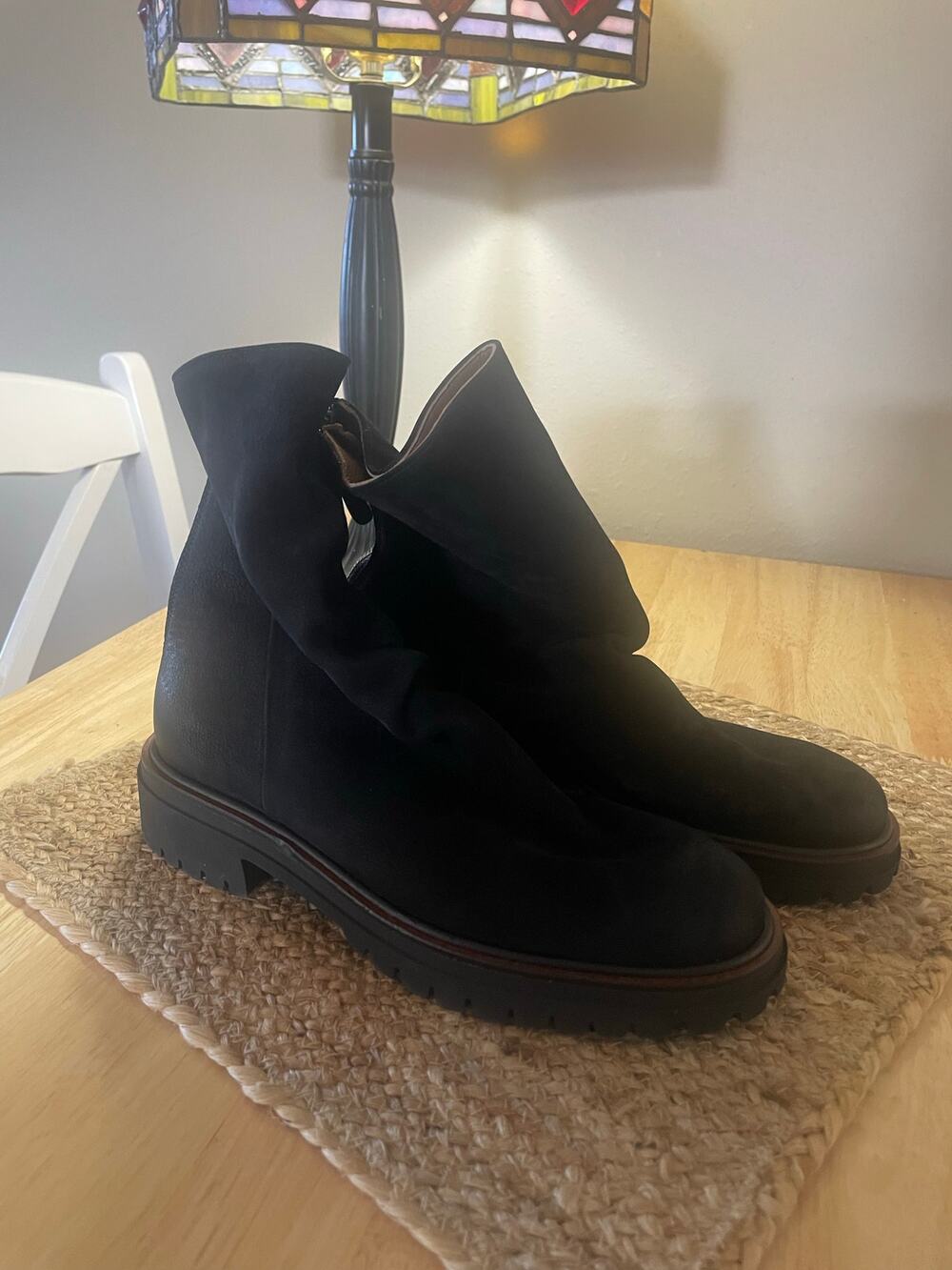 PAUL GREEN NOBU ZIP-UP BOOT BLACK NUBUCK SLOUCHY PLATFORM, S88